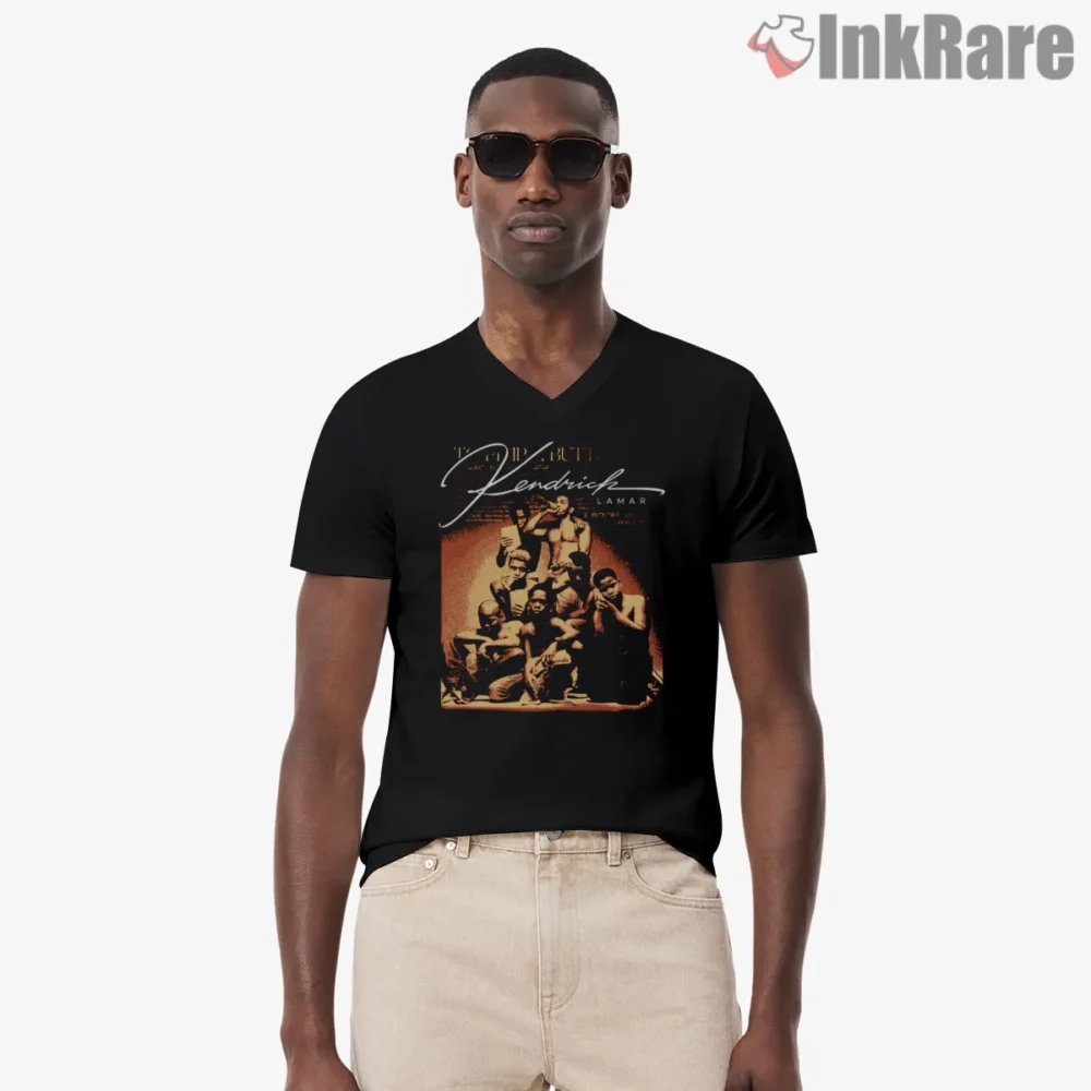 Kendrick Lamar Golden Era Vintage Portrait Shirt on black v-neck shirt for men graphic tee