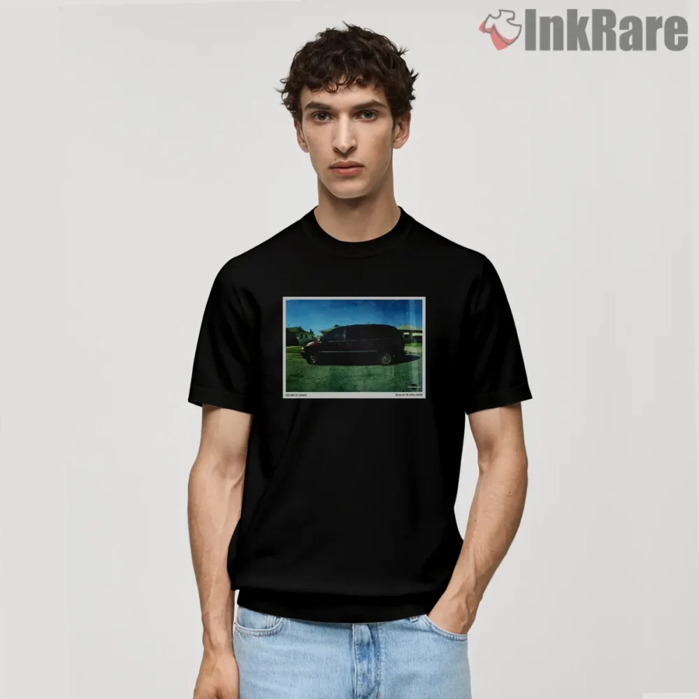 Kendrick Lamar Good Kid Van Suburban Street Snapshot Shirt on black short sleeve shirt for men graphic tee