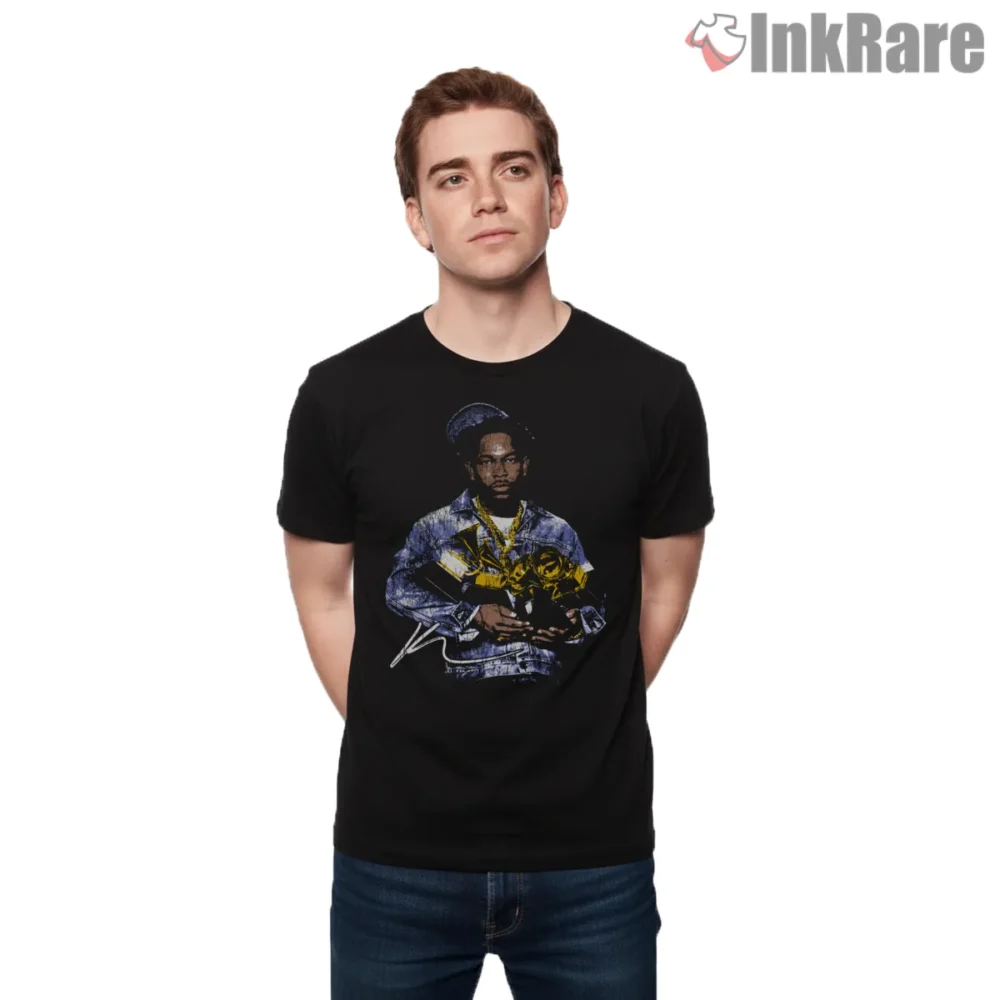 Kendrick Lamar Grammy Trophy Stack Collage Shirt on black short sleeve shirt for men graphic tee