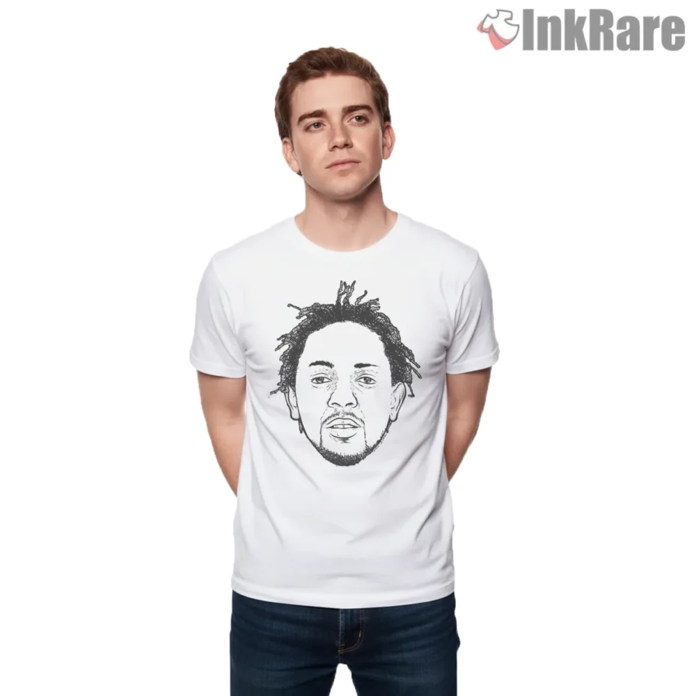 Kendrick Lamar Hand Drawn Line Art Portrait Shirt on white short sleeve shirt for men graphic tee