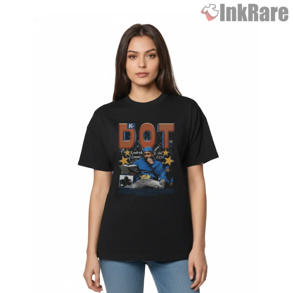 Kendrick Lamar K Dot Mixtape Era Throwback Shirt on black short sleeve shirt for women graphic tee