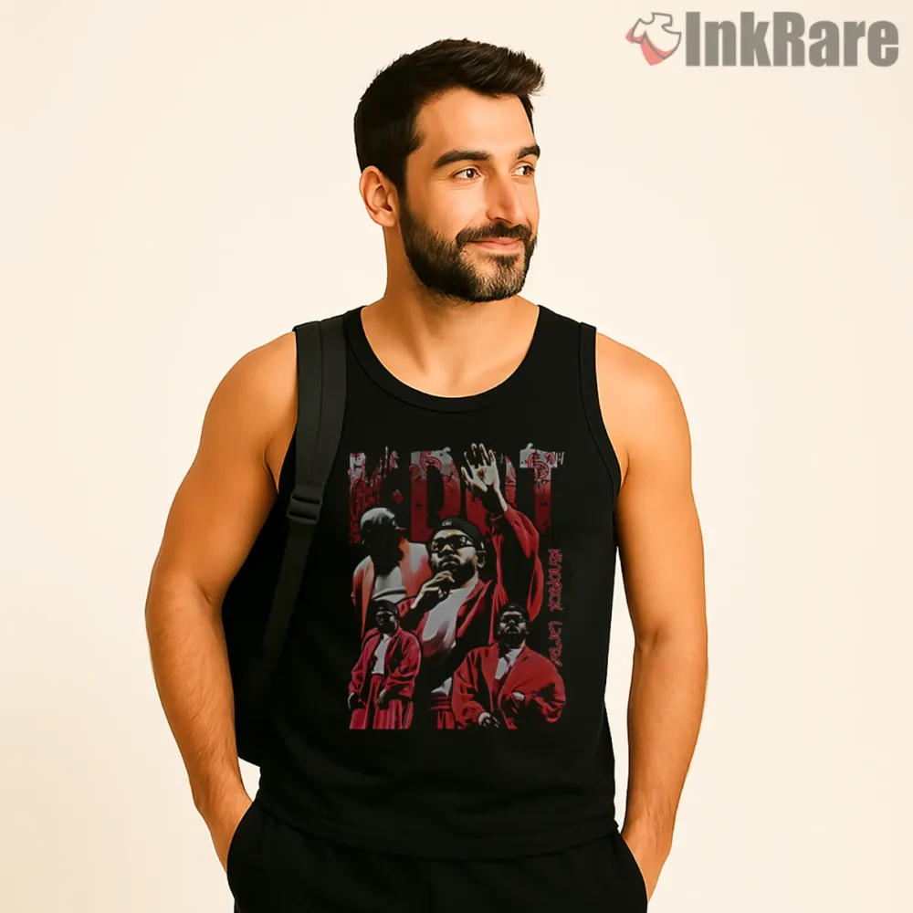 Kendrick Lamar Kdot Red Collage Streetwear Shirt on black tank top for men graphic tee