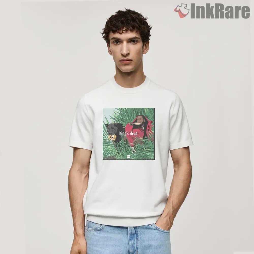 Kendrick Lamar Kings Dead Panther Throne Tribute Shirt on white short sleeve shirt for men graphic tee