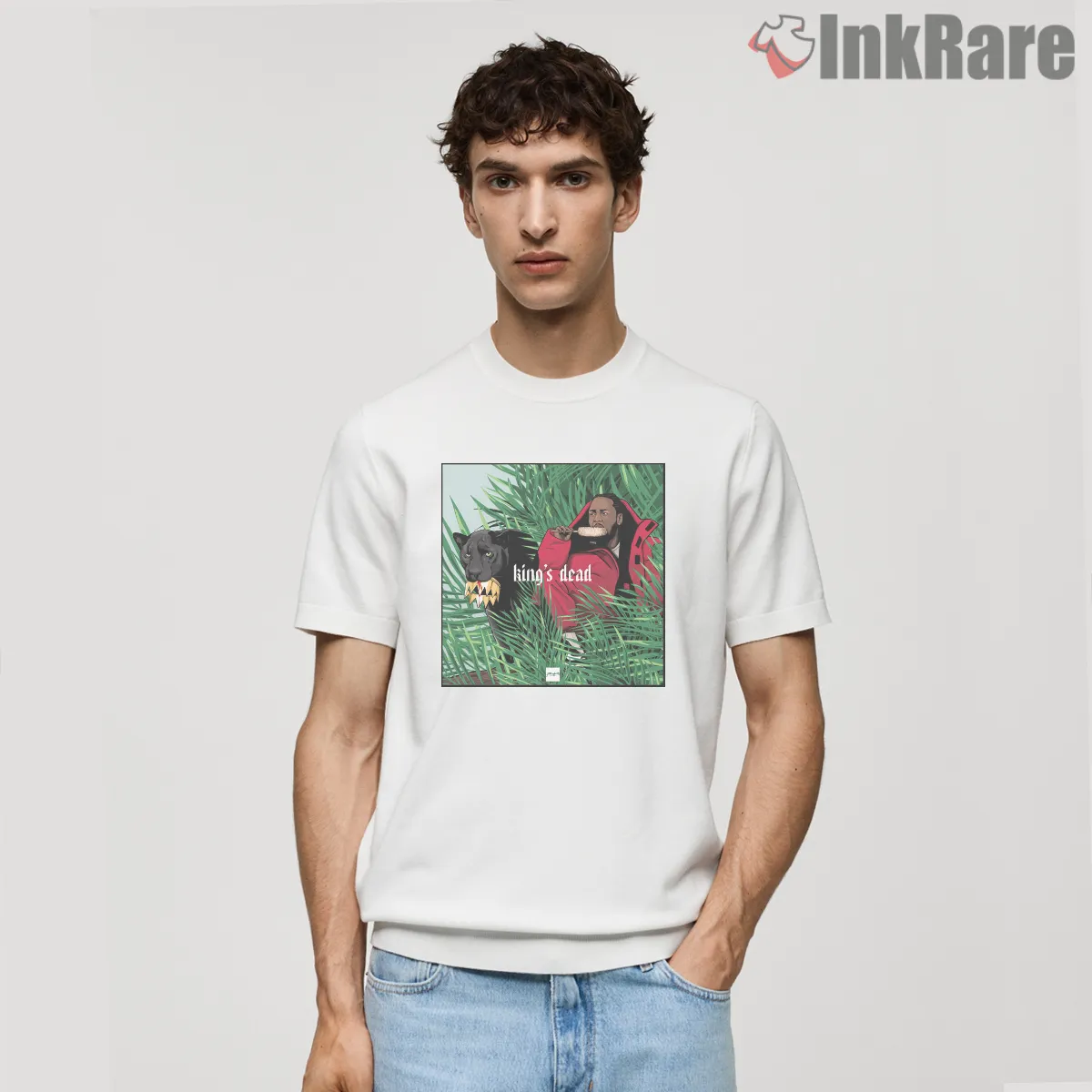Kendrick Lamar Kings Dead Panther Throne Tribute Short Sleeve White Kendrick Lamar Kings Dead Panther Throne Tribute Shirt on white short sleeve shirt for men graphic tee