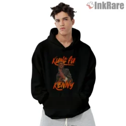 Kendrick Lamar Kung Fu Kenny Fiery Action Poster Shirt on black hoodie for men graphic tee