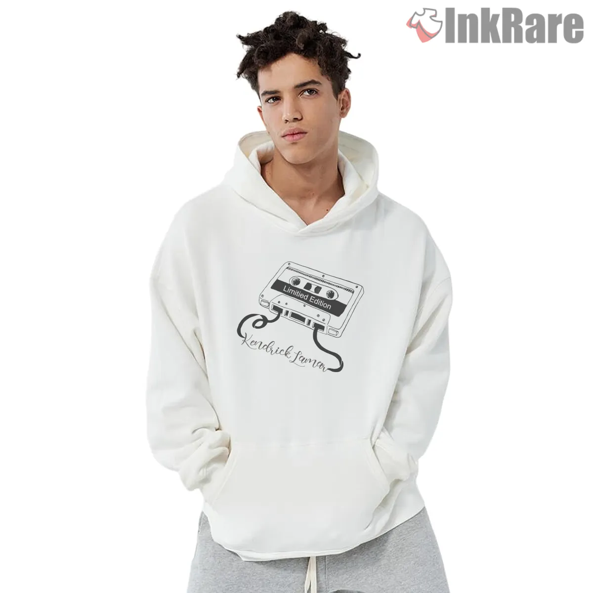 Kendrick Lamar Limited Edition Cassette Tape Script Shirt on white hoodie for men graphic tee
