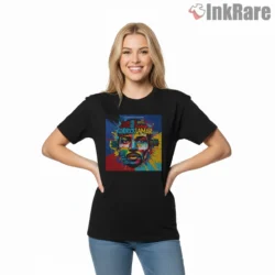 Kendrick Lamar Lyric Splash Multicolor Face Art Shirt on black short sleeve shirt for women graphic tee