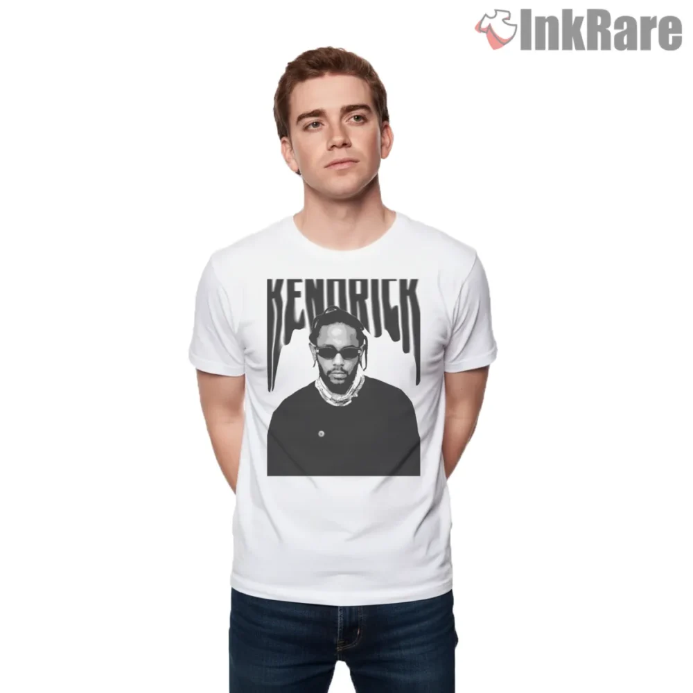 Kendrick Lamar Minimal Black And White Design Shirt on white short sleeve shirt for men graphic tee