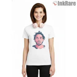 Kendrick Lamar Minimal Simple Pop Portrait Art Shirt on white short sleeve shirt for women graphic tee