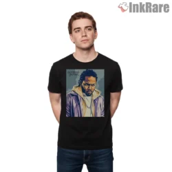Kendrick Lamar Moody Pastel Illustration Portrait Shirt on black short sleeve shirt for men graphic tee