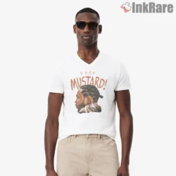 Kendrick Lamar Mustard Mgoat Side Profile Art Shirt on white v-neck shirt for men graphic tee