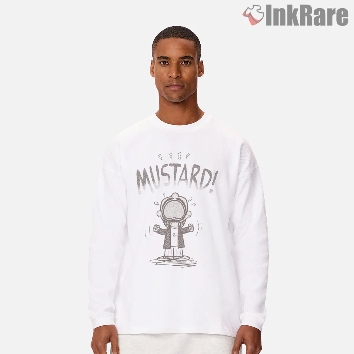 Kendrick Lamar Mustard Vintage Sketch Cartoon Shirt on white long sleeve shirt for men graphic tee