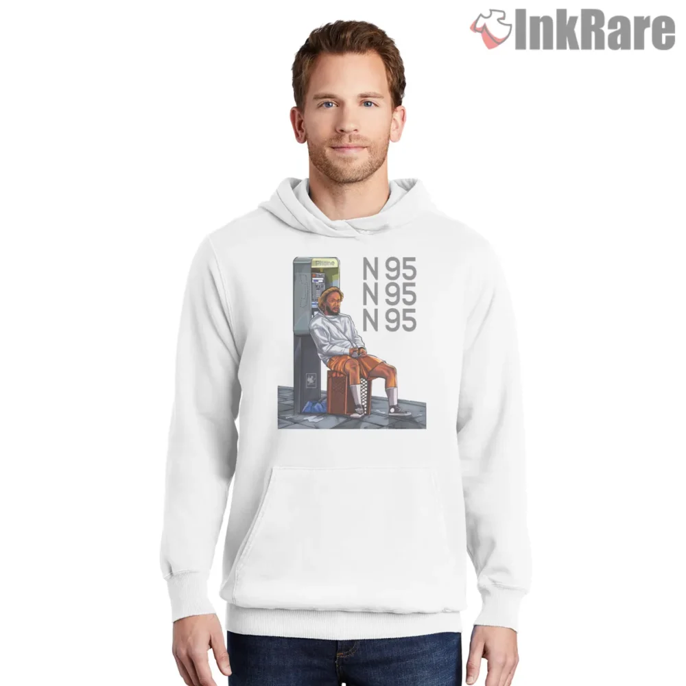 Kendrick Lamar N95 Phone Booth Street Scene Shirt on white hoodie for men graphic tee