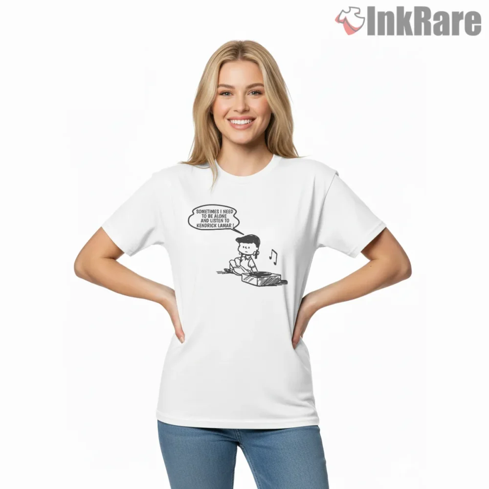 Kendrick Lamar Need To Listen Cartoon Headphones Shirt on white short sleeve shirt for women graphic tee