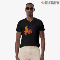 Kendrick Lamar Neon Side Profile Line Art Shirt on black v-neck shirt for men graphic tee