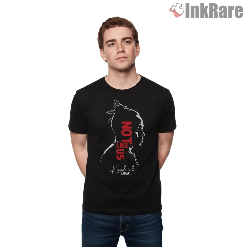 Kendrick Lamar Not Like Us Neon Silhouette Shirt on black short sleeve shirt for men graphic tee