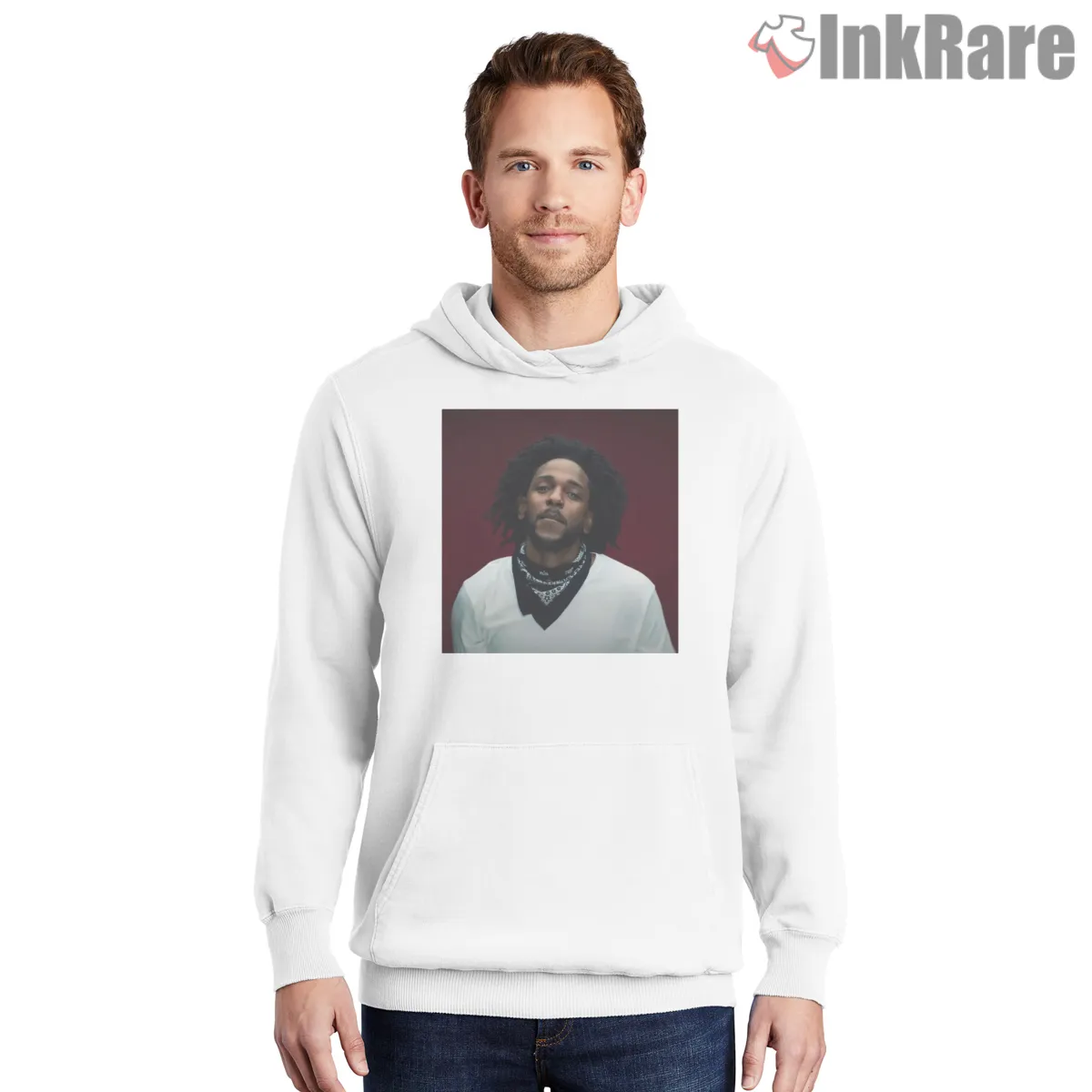 Kendrick Lamar Red Studio Portrait Mood Lighting Shirt on white hoodie for men graphic tee
