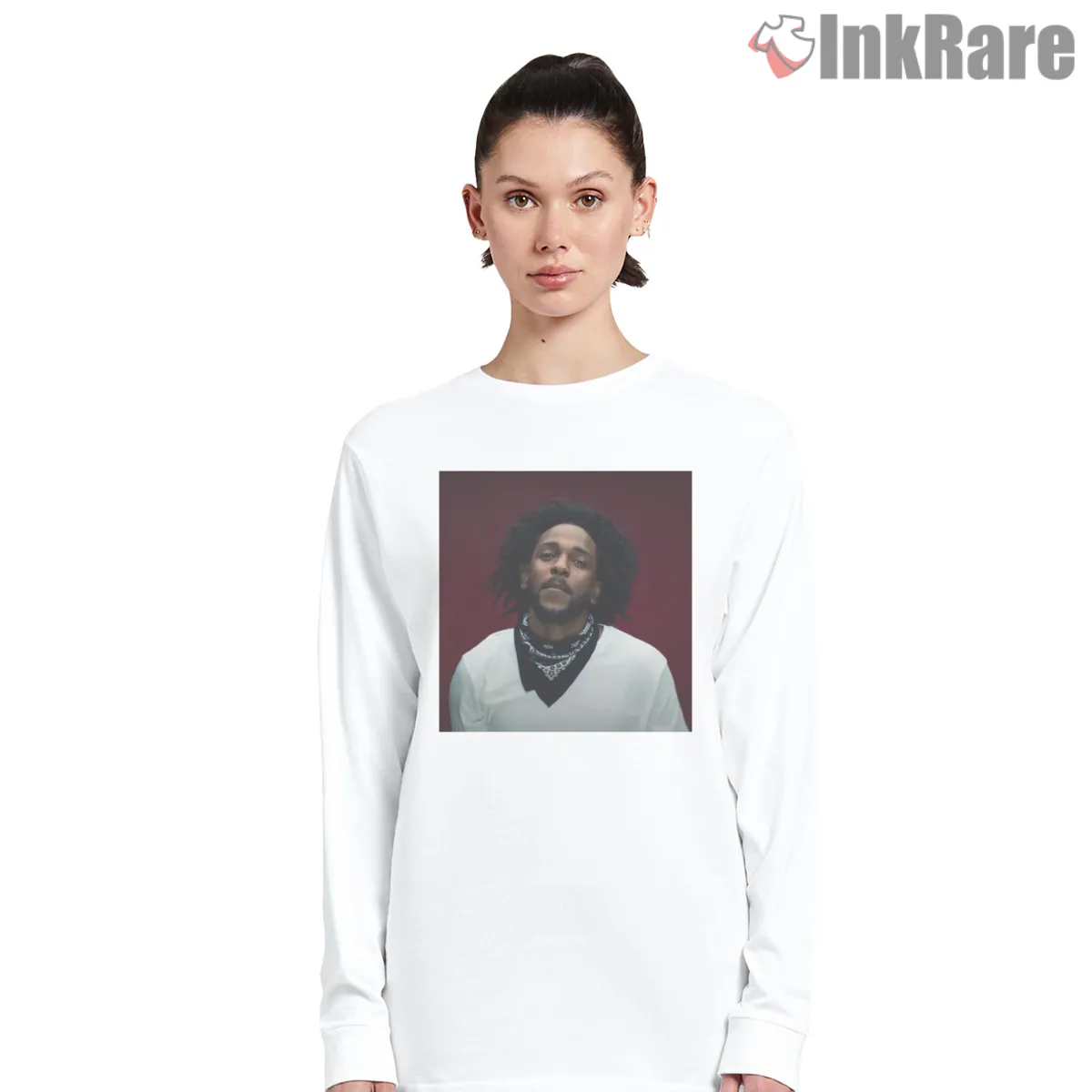 Kendrick Lamar Red Studio Portrait Mood Lighting Long Sleeve White Kendrick Lamar Red Studio Portrait Mood Lighting Shirt on white long sleeve shirt for women graphic tee