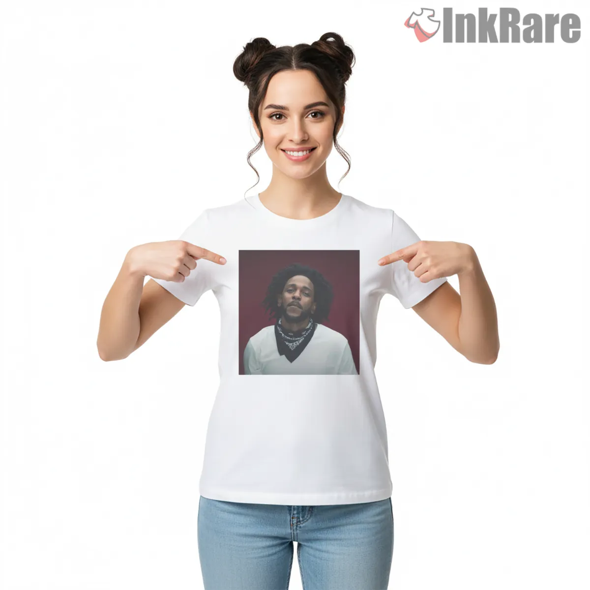 Kendrick Lamar Red Studio Portrait Mood Lighting Short Sleeve White Kendrick Lamar Red Studio Portrait Mood Lighting Shirt on white short sleeve shirt for women graphic tee