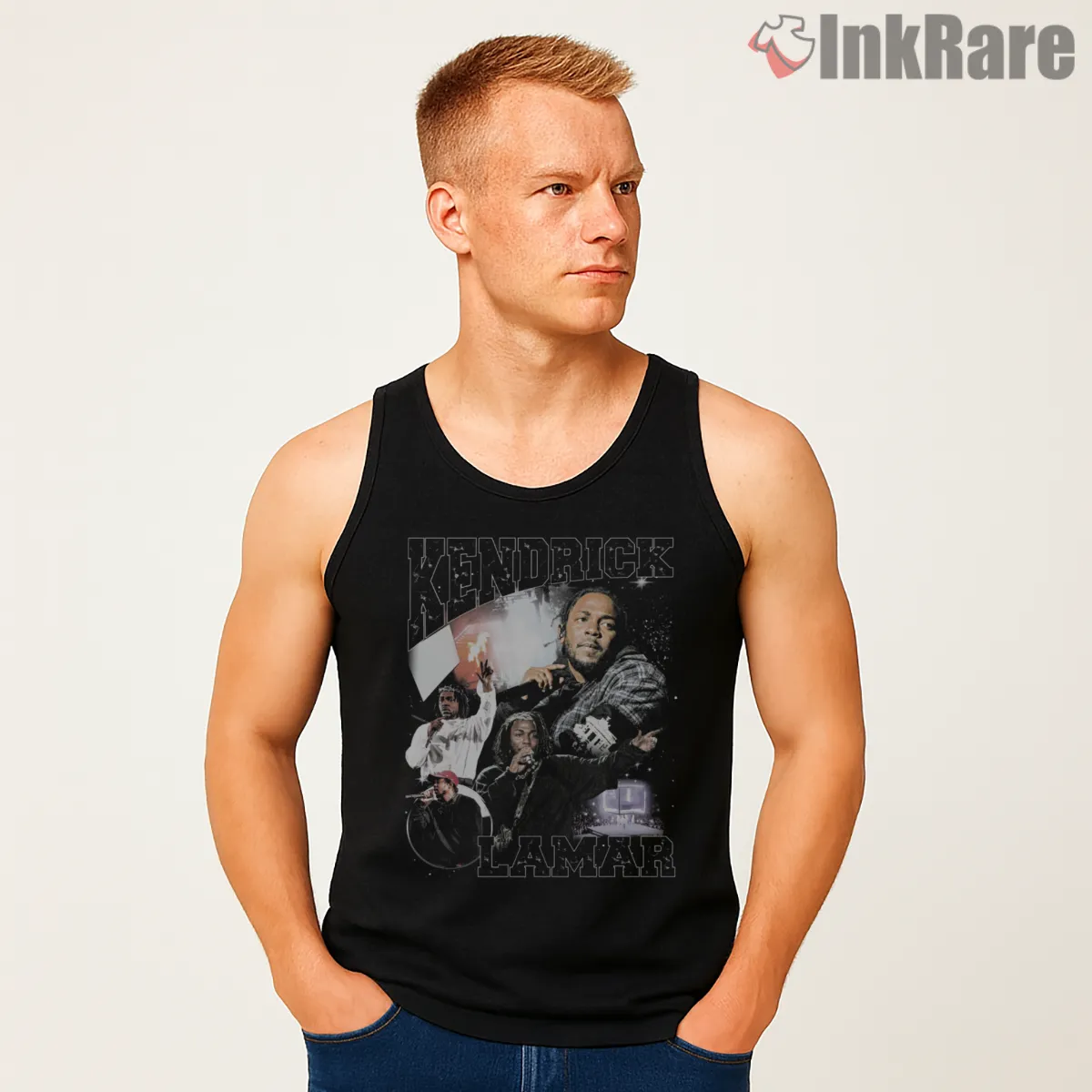Kendrick Lamar Retro Collage Mixtape Era Poster Tank Top Black Kendrick Lamar Retro Collage Mixtape Era Poster Shirt on black tank top for men graphic tee