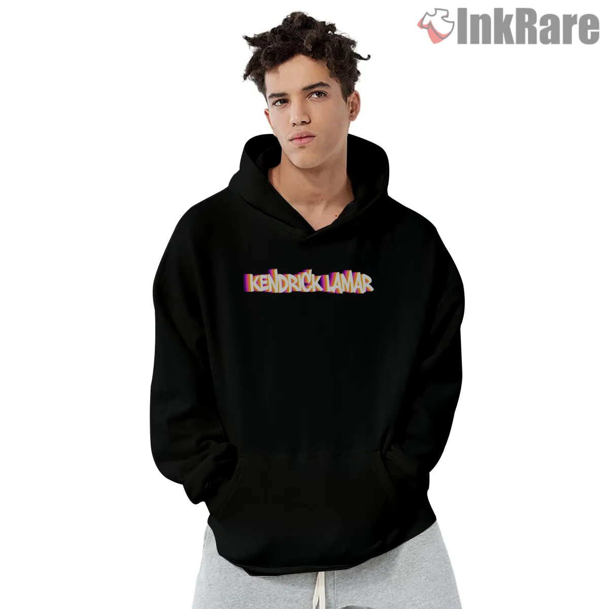 Kendrick Lamar Retro Glitch Gradient Logo Hoodie Black Kendrick Lamar Retro Glitch Gradient Logo Shirt on black hoodie for men graphic tee
