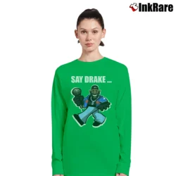 Women’s Kendrick Lamar Say Drake Art Long-Sleeve Top in irish green | Sleek, Versatile, All-Season