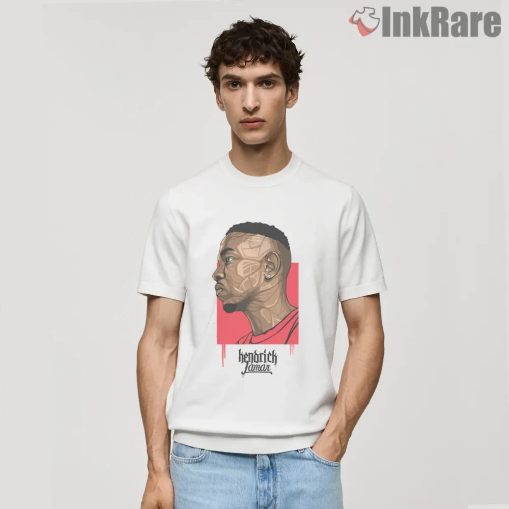 Kendrick Lamar Side Profile Graphic Illustration Portrait Shirt on white short sleeve shirt for men graphic tee