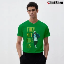 Men’s Kendrick Lamar They Not Like Us V-Neck Tee in irish green | Sharp, Breathable, Everyday Staple