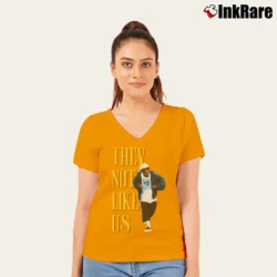 Women’s Kendrick Lamar They Not Like Us V-Neck Tee in orange | Chic Neckline, Soft Texture