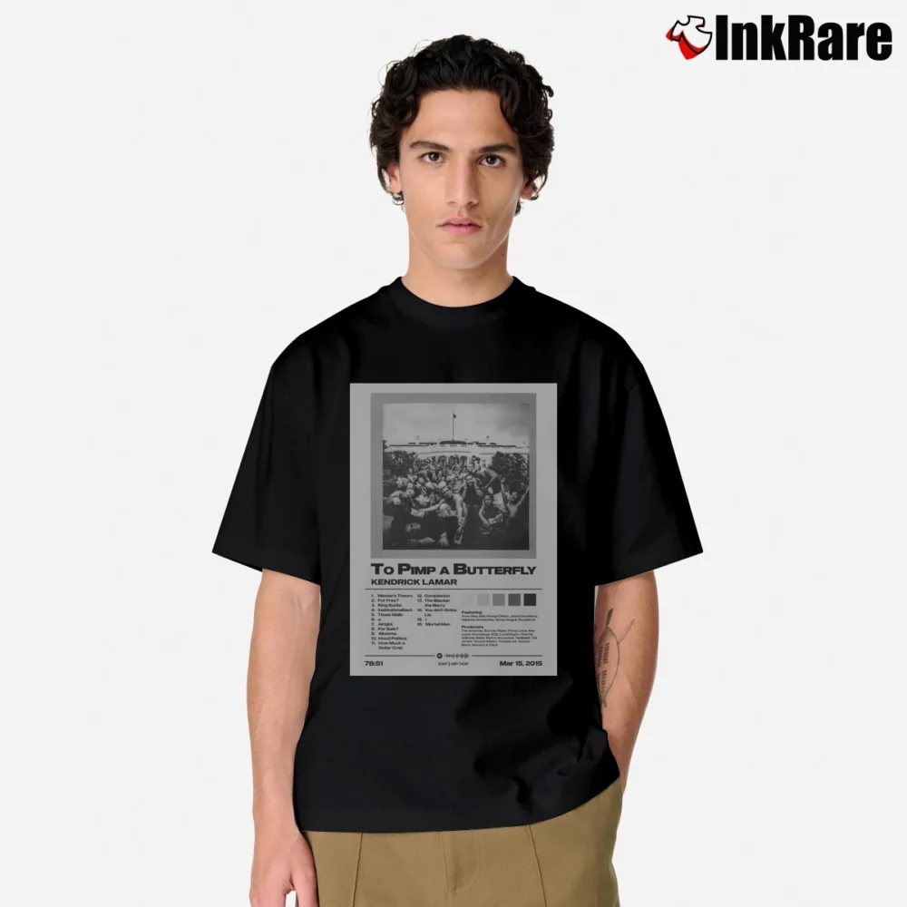 Men’s Kendrick Lamar To Pimp A Butterfly Tracklist Album Classic T-Shirt in black | Soft, Breathable Everyday Wear