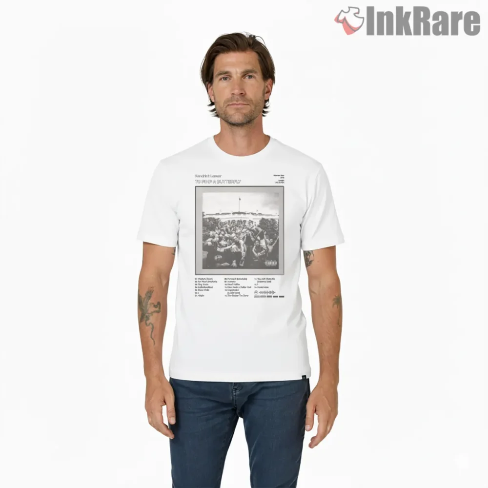 Kendrick Lamar To Pimp A Butterfly Tracklist Cover Shirt on white short sleeve shirt for men graphic tee