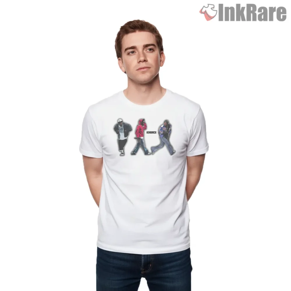 Kendrick Lamar Triple Outfit Street Dance Silhouette Shirt on white short sleeve shirt for men graphic tee