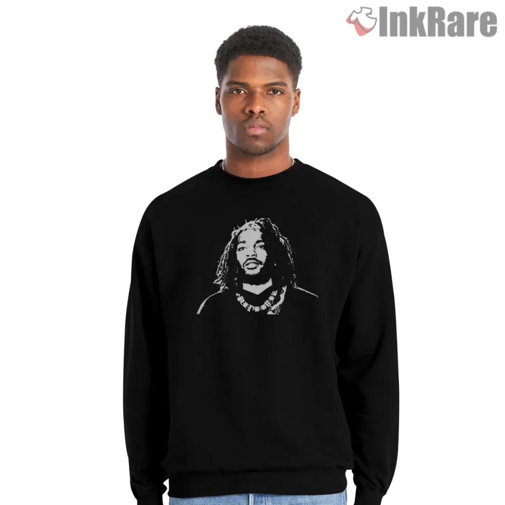 Kendrick Lamar White Line Art Halo Portrait Shirt on graphic shirt for men graphic tee
