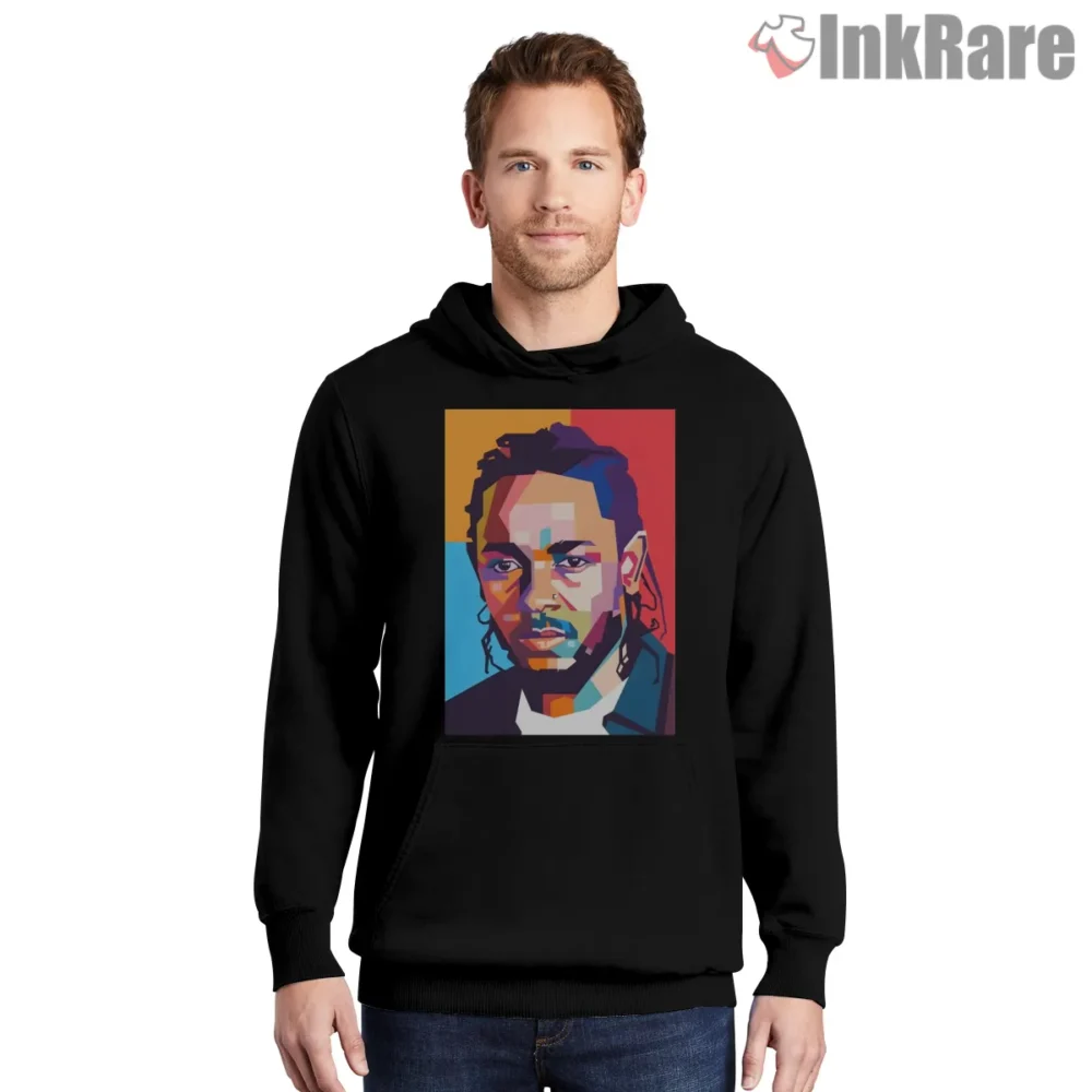 Kendrick Lamar Wpap Neon Block Portrait Art Shirt on black hoodie for men graphic tee