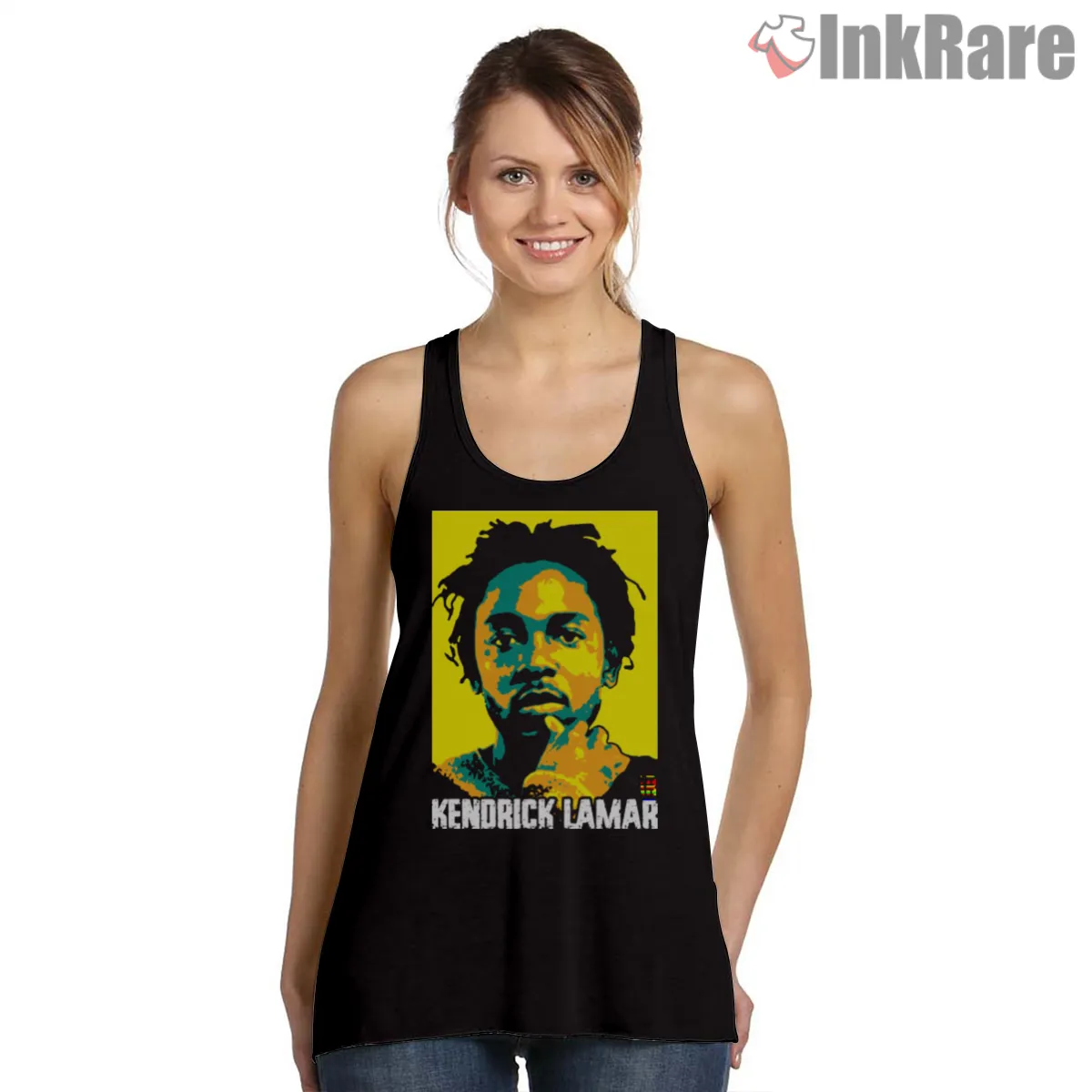 Kendrick Lamar Yellow Poster Style Graphic Art Tank Top Black Kendrick Lamar Yellow Poster Style Graphic Art Shirt on black tank top for women graphic tee