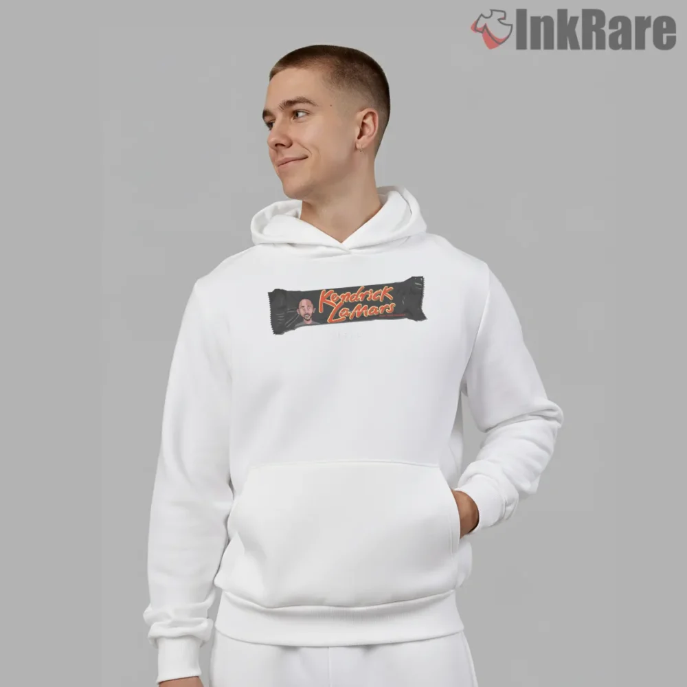 Kendrick Lamars Candy Bar Parody Wrapper Shirt on white hoodie for men graphic tee
