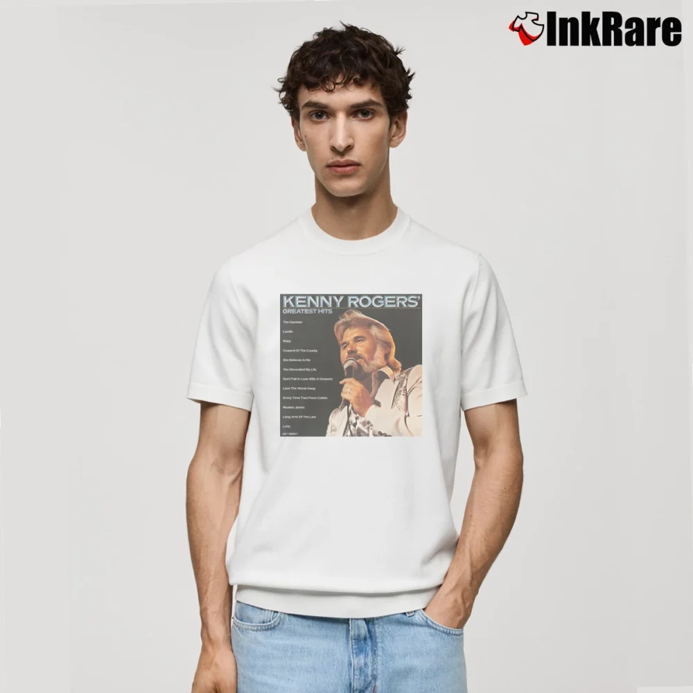 Men’s Kenny Rogers Greatest Hits Poster Classic T-Shirt in white | Soft, Breathable Everyday Wear