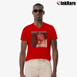 Men’s Kenny Rogers Greatest Hits Poster V-Neck Tee in red | Sharp, Breathable, Everyday Staple