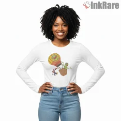 Kermit Hot Air Balloon Adventure Vintage Disney Style Shirt on white long sleeve shirt for women graphic tee