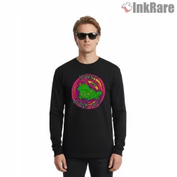 Kermit Hypno Frog Psychedelic Neon Cartoon Shirt on black long sleeve shirt for men graphic tee