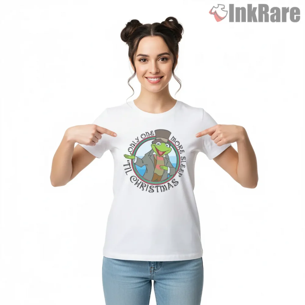 Kermit Only One More Sleep Christmas Carol Shirt on white short sleeve shirt for women graphic tee