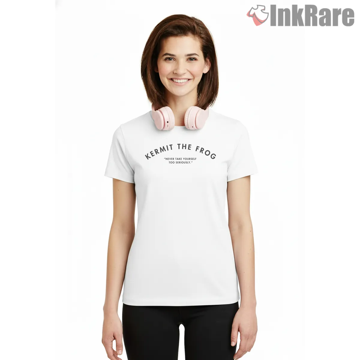 Kermit The Frog Never Take Yourself Too Seriously Quote Short Sleeve White Kermit The Frog Never Take Yourself Too Seriously Quote Shirt on white short sleeve shirt for women graphic tee