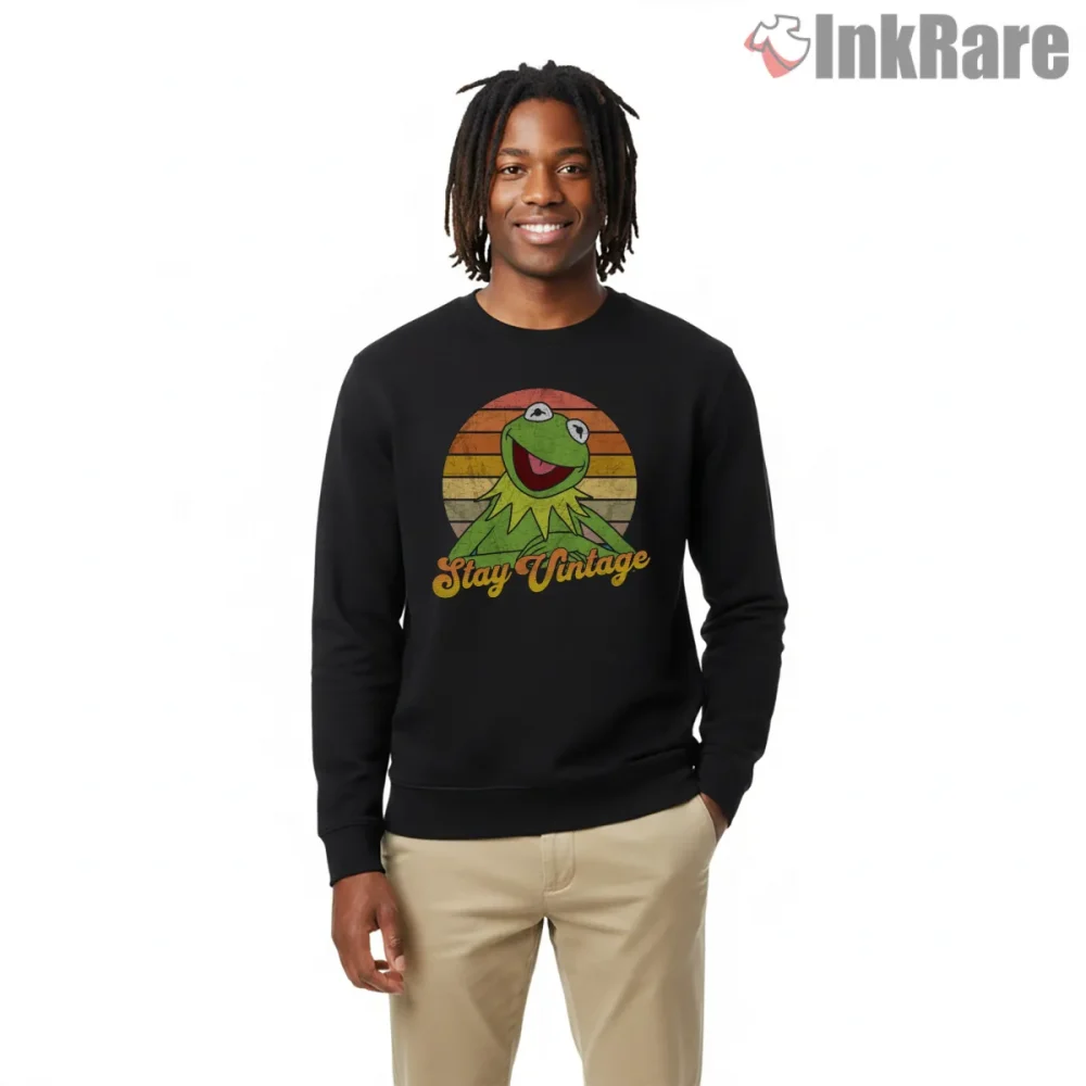 Kermit The Frog Stay Vintage Sunset Retro Circle Shirt on graphic shirt for men graphic tee