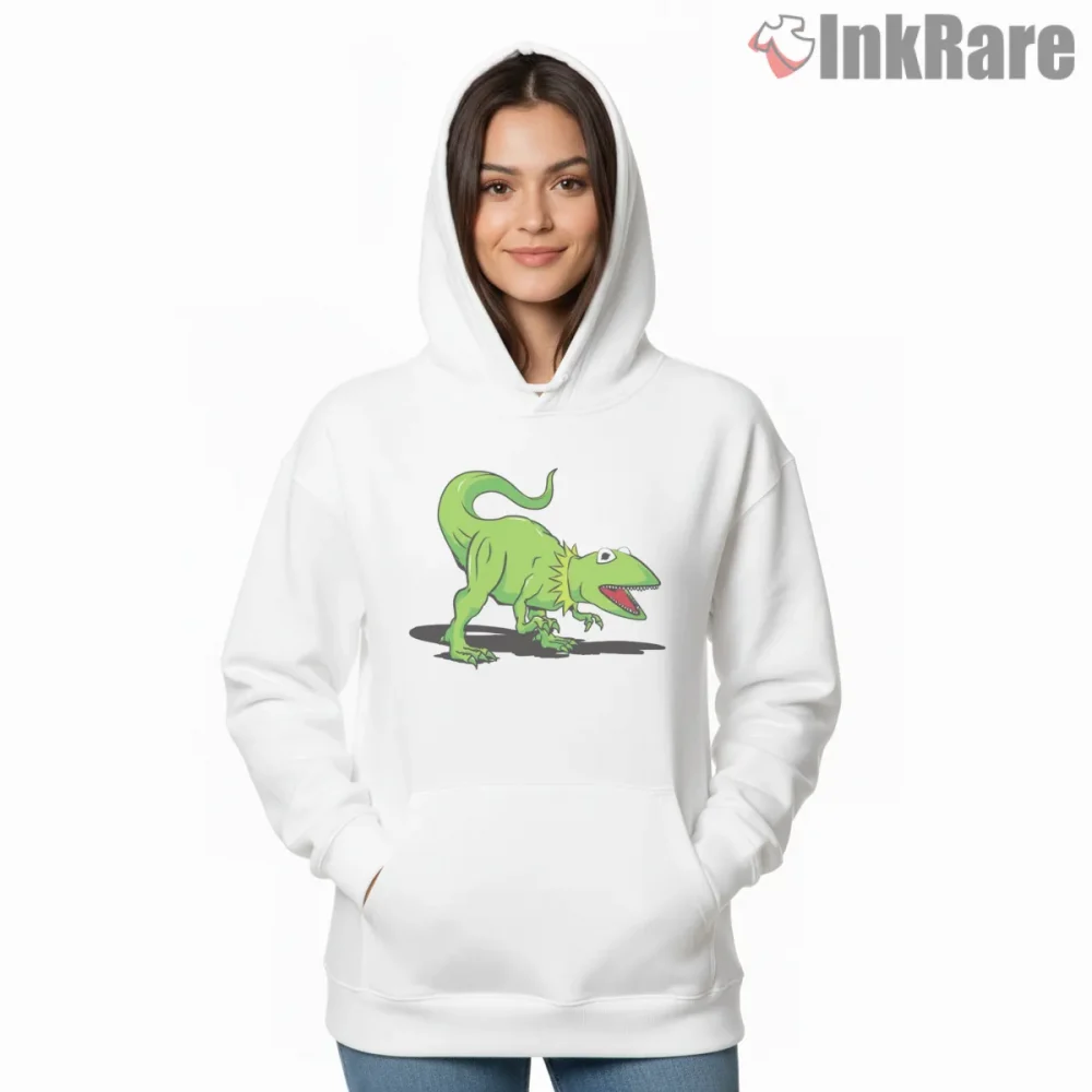 Kermit Tyrannosaurus Rex Dino Mashup Funny Shirt on white hoodie for women graphic tee