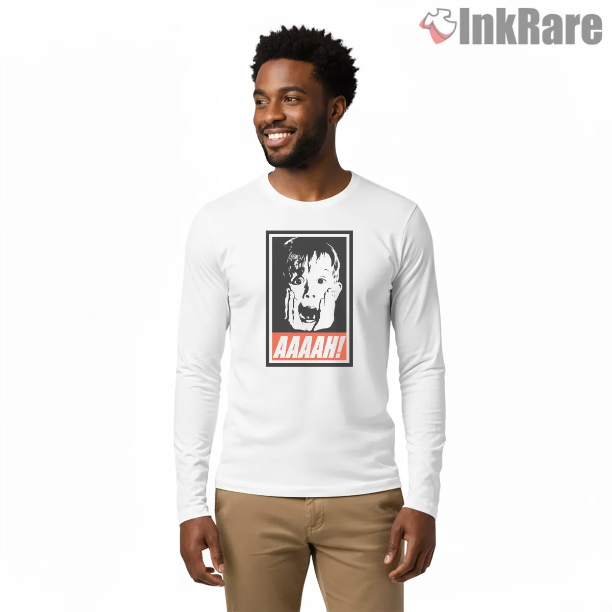 Kevin Scream Aaah Classic Poster Shirt on white long sleeve shirt for men graphic tee