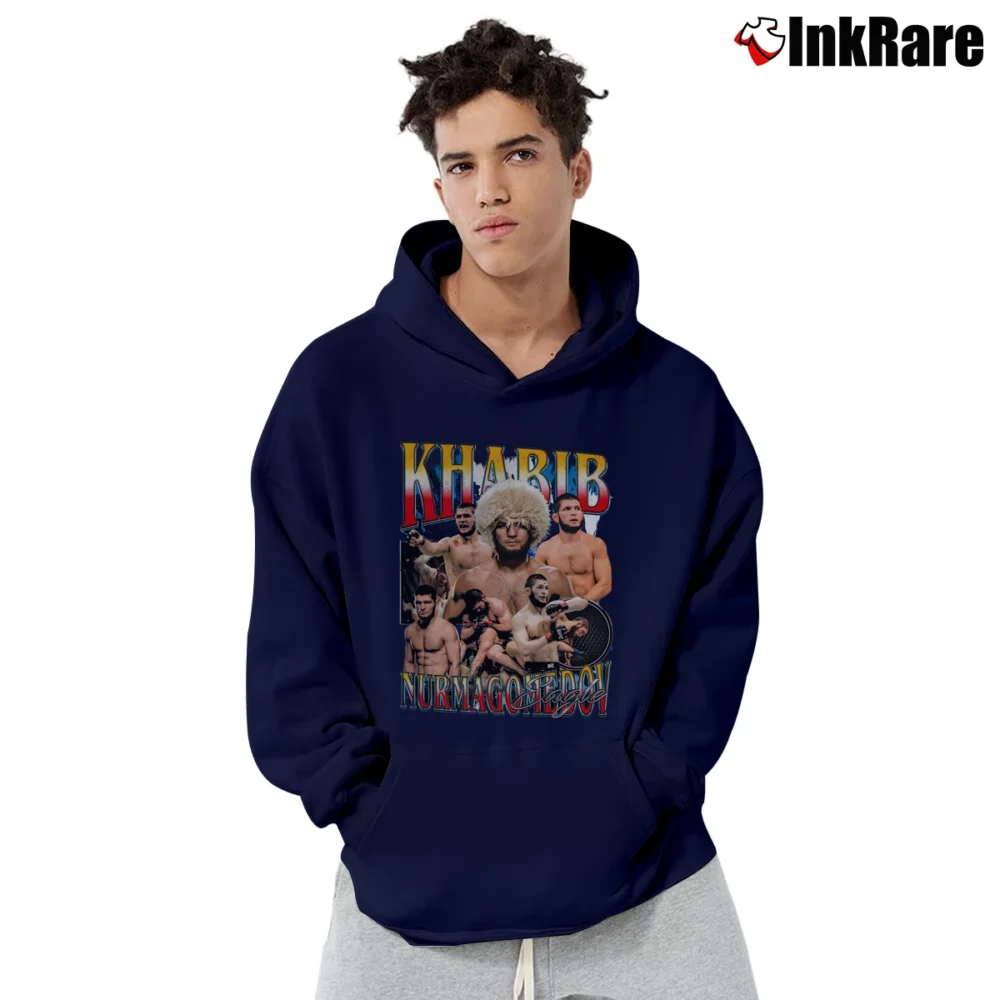 Men’s khabib nurmagomedov eagle undefeated ufc legend mma Pullover Hoodie in navy | Cozy, Durable, Modern Fit