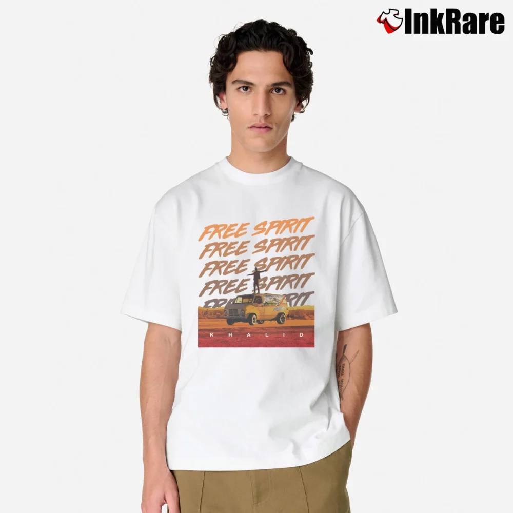 Men’s Khalid Free - spirit 3D Printed Fans Gift Streetwear Classic T-Shirt in white | Soft, Breathable Everyday Wear