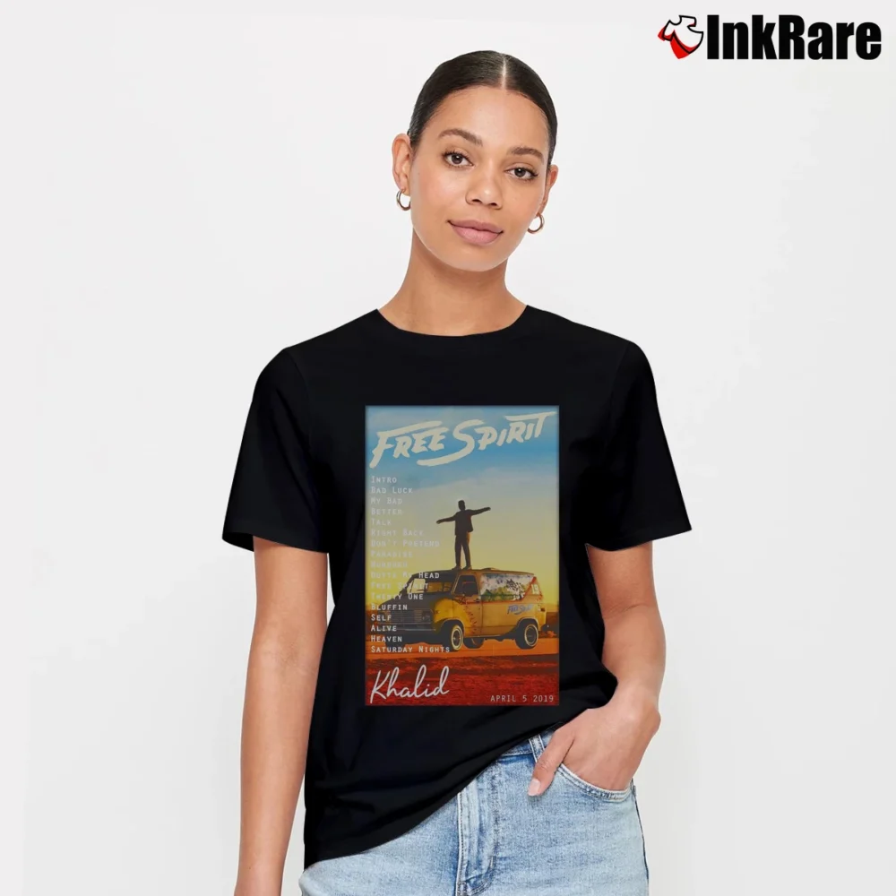 Women’s Khalid Free Spirit Music Signature T-Shirt in black | Soft, Flattering Fit