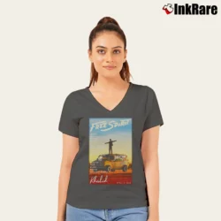 Women’s Khalid Free Spirit Music V-Neck Tee in charcoal | Chic Neckline, Soft Texture