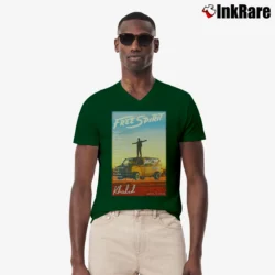 Men’s Khalid Free Spirit Music V-Neck Tee in forest green | Sharp, Breathable, Everyday Staple